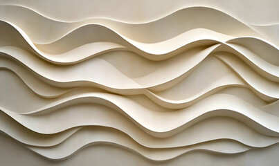 Obraz premium Abstract wavy wall design in soft beige tones, creating a modern aesthetic.