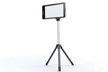 Smartphone with blank screen fixed to tripod, mockup for design