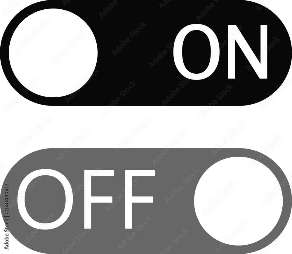 Fototapete on and off toggle switch buttons. on off power button. switch on switch off icon. press start button