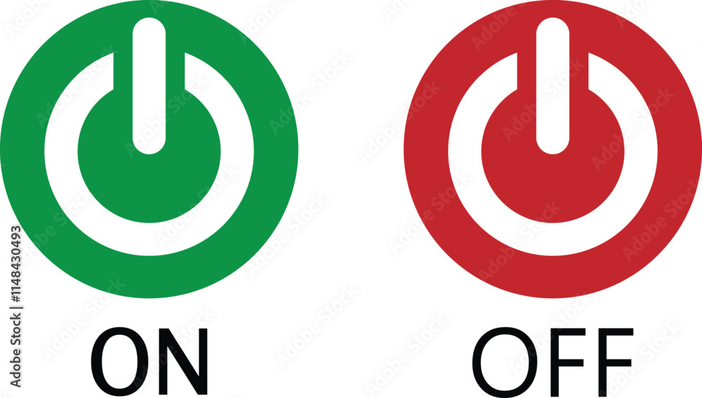 Fototapete on and off toggle switch buttons. on off power button. switch on switch off icon. press start button