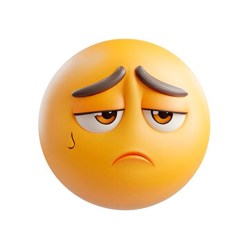 Naklejki isolated 3d disappointed emoji on plain background sad emoticons reaction icons
