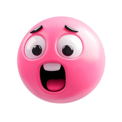 Fototapeta premium isolated 3d shocked emoji on plain background pink scared emoticons reaction icons