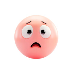 Fototapeta premium isolated 3d confused emoji on plain background scared emoticons reaction icons pink emoji