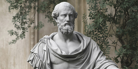 Fototapeta premium of a serene grayscale statue bust of an elegant man