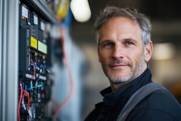 A proficient electrician is examining a control panel, emphasizing the crucial role of technical skills in ensuring optimal functionality of electrical systems.
