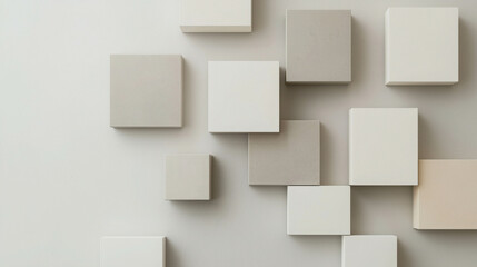 Minimalist Composition of Neutral Tones with Square Shapes on a Light Background