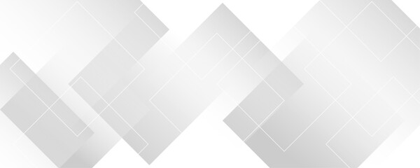 White and gray square banner design. Modern and minimal concept abstract geometric background. Vector abstract elegant with copy space template design.
