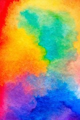 a close up of a colorful watercolor painting of a rainbow