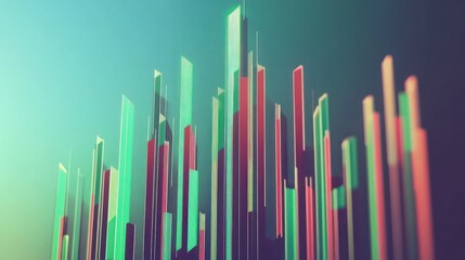 Abstract colorful geometric shapes, digital illustration, vibrant hues, 3D rendering.