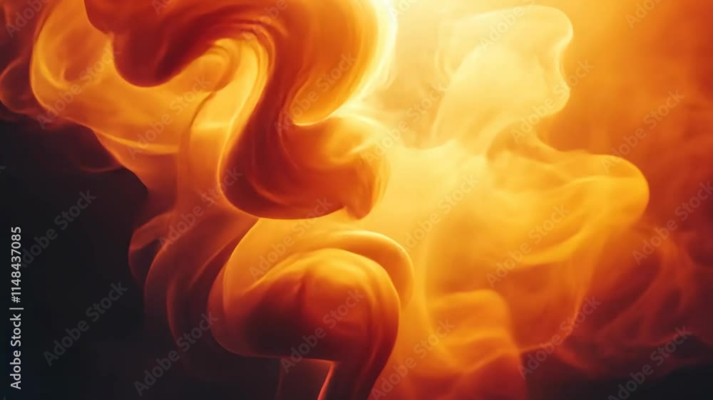 Poster wisps of orange and yellow smoke swirl in a captivating display of movement and color during a creat