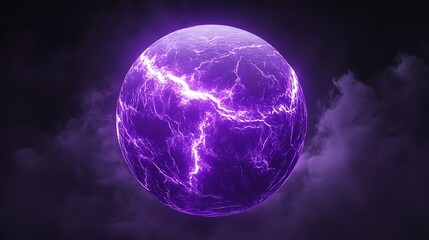 Purple sphere with electrical cracks.