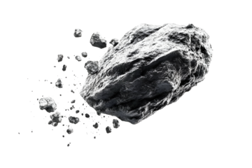 Floating meteor isolated on a transparent background