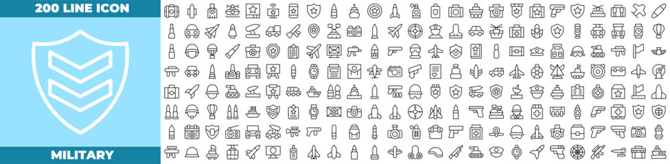 Military Line Editable Icons set