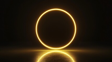 Glowing yellow circle with reflection.