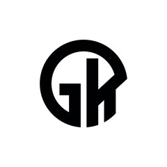 G K half circle letter logo. for initials, organization template