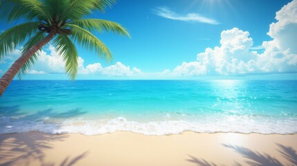 Fototapeta premium tropical beach with palm trees