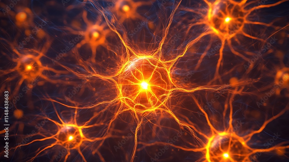 Aufkleber Glowing neural network pattern.