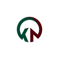 K N half circle letter logo. for initials, organization template