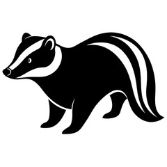 Silhouette of a badger with distinct black-and-white markings, featuring a bold and stylized design ideal for wildlife or nature themes.