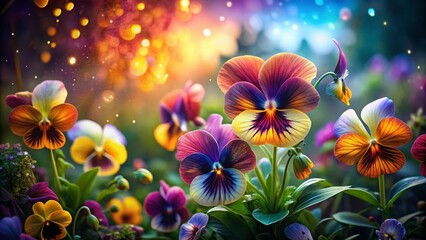 Vibrant Pansies: Surreal Bloom Photography - Colorful Flowers, Fantasy Garden, Magical Pansies