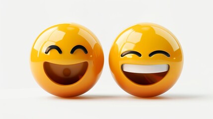 Fototapeta premium Two cheerful yellow emoji symbols with joyful expressions.