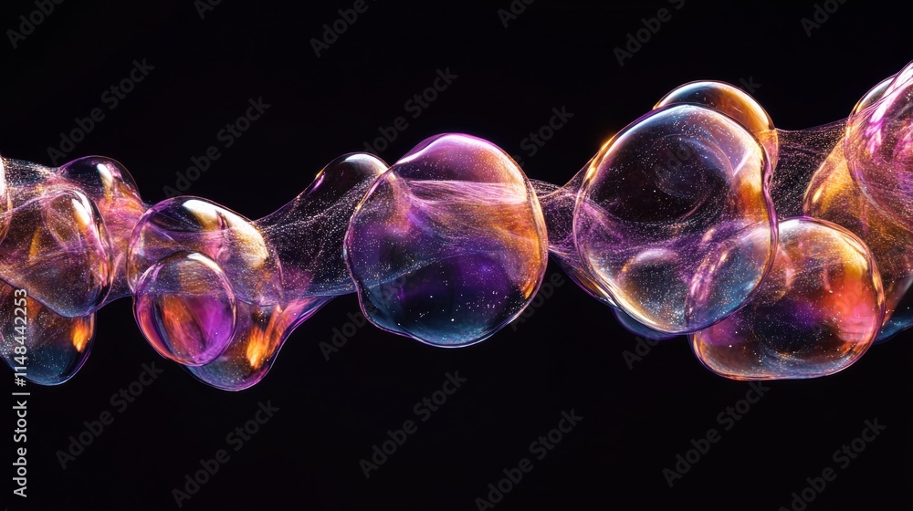 Poster vibrant and playful colorful liquid bubbles in motion creating a magical visual experience