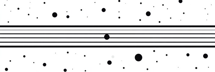 Abstract black and white stripes and dots design.