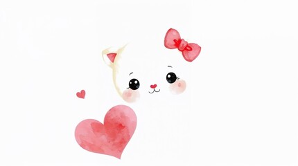 Delicate Watercolor Painting: Adorable and Charming Valentine&rsquo;s Day Print with Fluid Brushstrokes