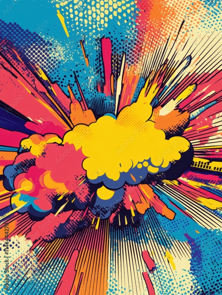 Leinwandbilder Bright explosion of colors creating a vibrant artistic display of abstract shapes and dynamic patterns in modern design. Generative AI