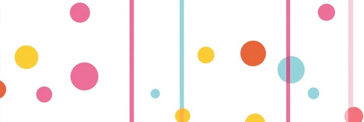Fototapeta premium Abstract colorful background with scattered circles and vertical lines.