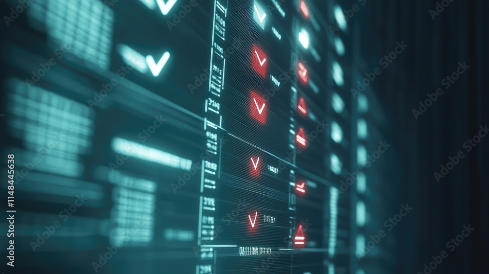Poster digital interface with data visualizations in futuristic design
