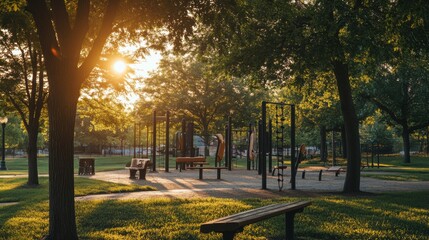 Obraz premium Fitness goals are easier to achieve with city amenities.