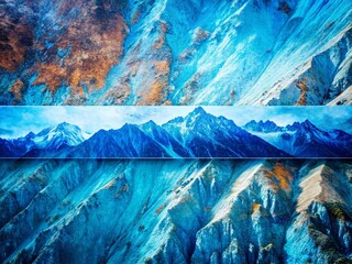 Naklejka premium Abstract Blue Grunge Mountain Texture Background with Copy Space - Drone Photography