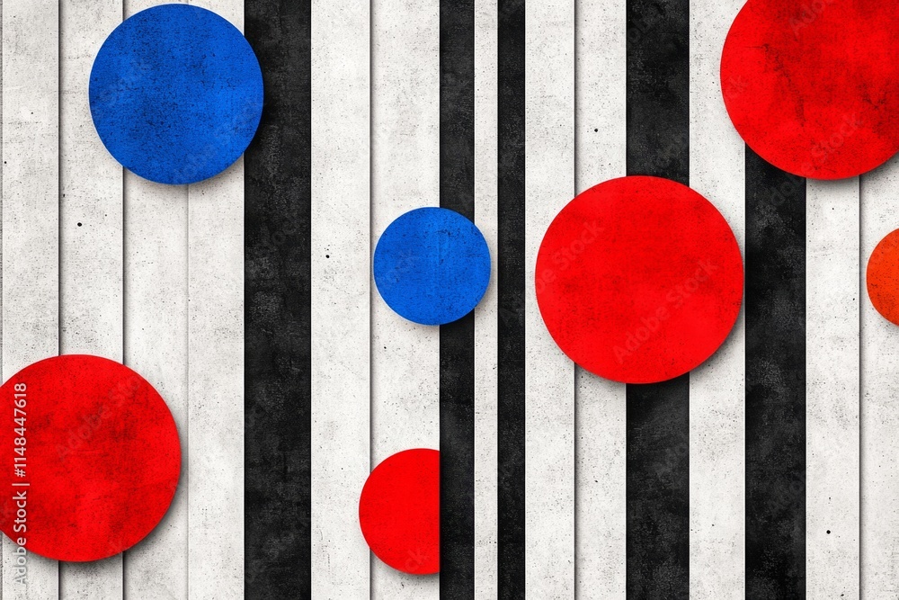Fototapete A modern geometric poster design featuring stacked rectangular blocks, arranged in a rhythmic pattern with bold contrasting colors