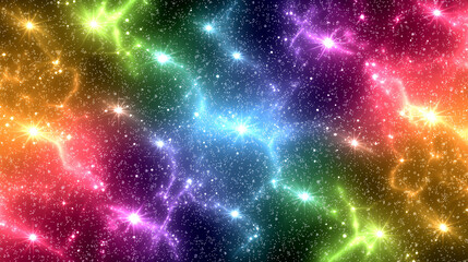 Obraz premium Vivid Starry Galaxy with Neon Color Gradients and Shimmering Stars, Perfect for Sci-Fi Artwork, Futuristic Designs, and Celestial Themes 