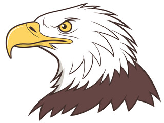 Illustration of an american bald eagle head viewed in cartoon style