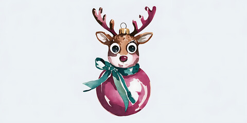 Fototapeta premium A watercolor style medium shot of a reindeer ornament