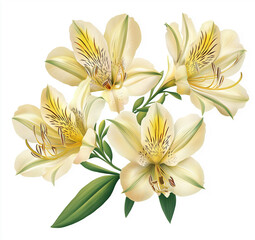bouquet of white lilies isolated