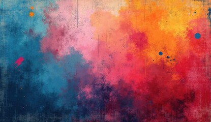 a painting of a colorful cloud with a red, blue, yellow and pink hue