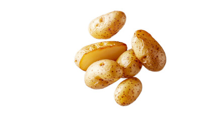 Obraz premium Fresh Raw Baby Potatoes on White Background for Culinary Use