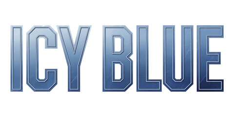 A cutout png design asset of the text "icy blue" on a white background