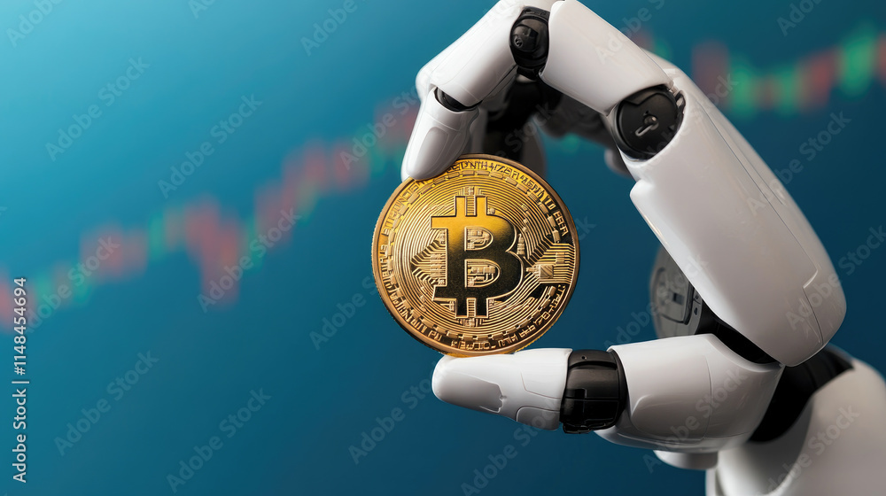 Poster digital currency transfer from a robotic hand into an advanced virtual trading system for cryptocurr