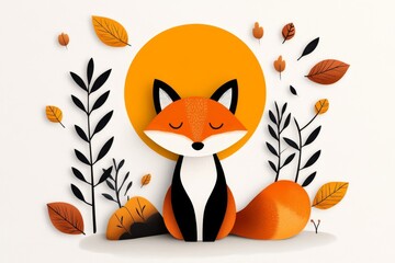 A vintage-style poster of a fox in a woodland scene, with muted earthy tones and bold typography