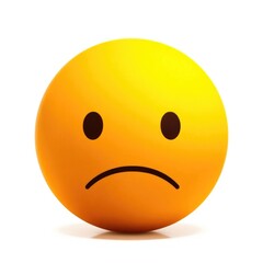 Fototapeta premium A sad emoji with a frown symbolizes feelings of sadness, anxiety, worry, and embarrassment, capturing a moment of emotional distress and disappointment