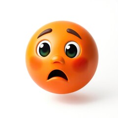 Fototapeta premium A vibrant emoji with large eyes expressing sadness and worry. The emotive face conveys feelings of anxiety, disappointment, and embarrassment clearly and effectively