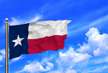 Texas Lone Star Flag Waving Proudly Under the Blue Sky