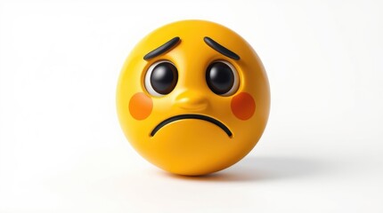 Fototapeta premium This sad emoji conveys a deep sense of sorrow with its downturned mouth and frowning eyes, representing feelings of sadness, anxiety, and disappointment in a clear manner