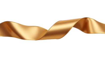 Elegant golden ribbon swirls on a black background.  A luxurious, flowing design perfect for celebratory occasions., cut out
