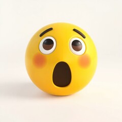 Fototapeta premium A bright yellow emoji with wide eyes and an open mouth conveys surprise and various emotions against a simple background. This design captures feelings of shock and dismay