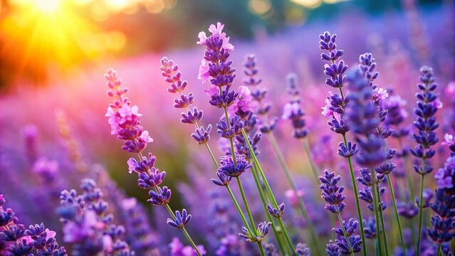 Vintage Lavender Bloom: Purple Flower Macro Photography in Summer Garden - Powered by Adobe
